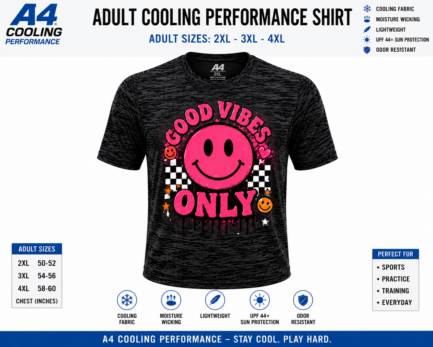 Dri Fit Shirt - A4 Cooling Performance Adult 2XL-4XL Front Only