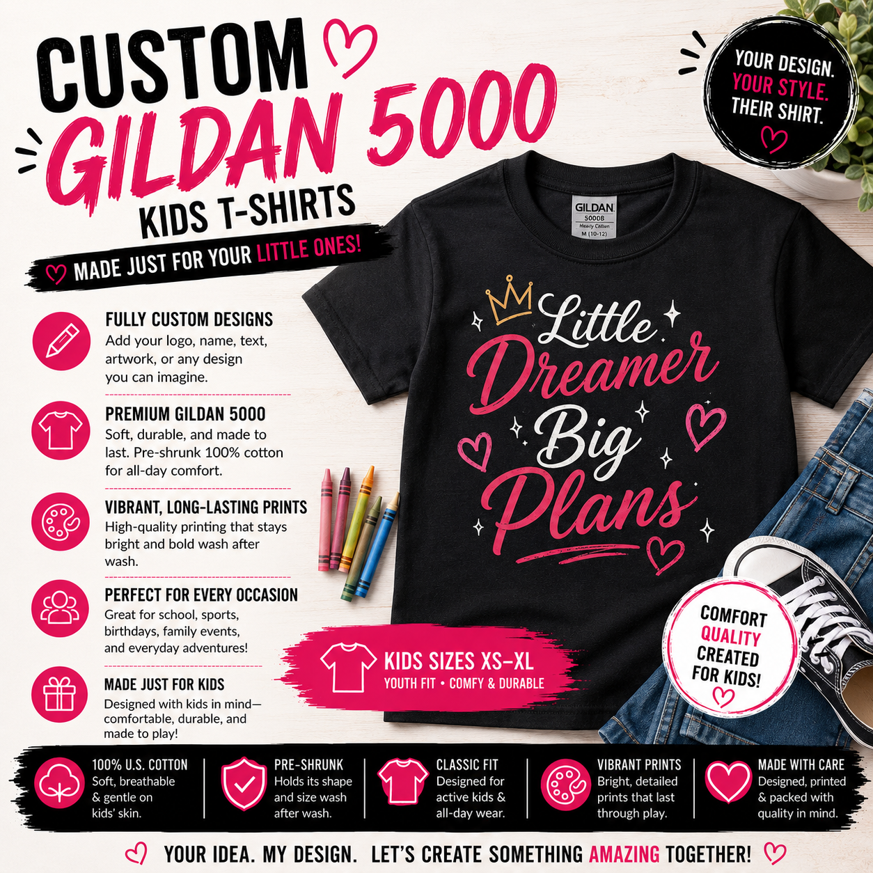 Custom Shirt - Gildan 5000 Youth XS-XL