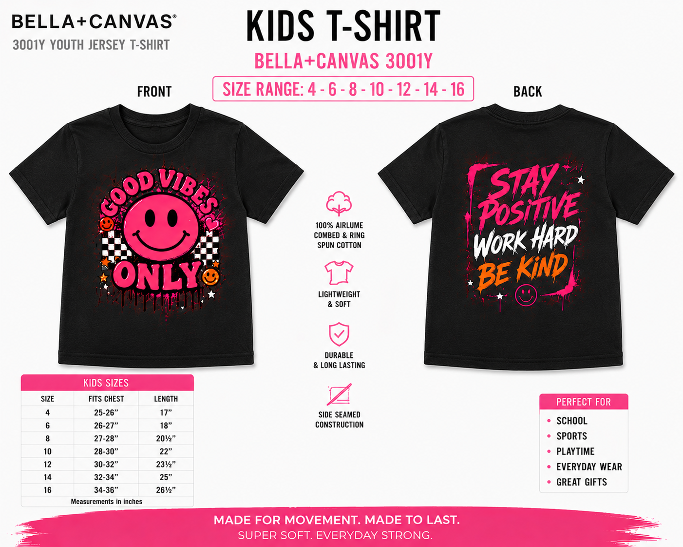 Custom Shirt - Bella+Canvas 3001 Kids 4-16