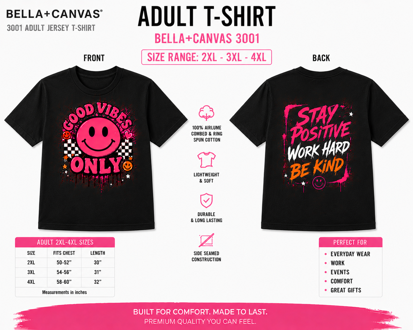 Custom Shirt - Bella+Canvas 3001 Adult 2XL-4XL
