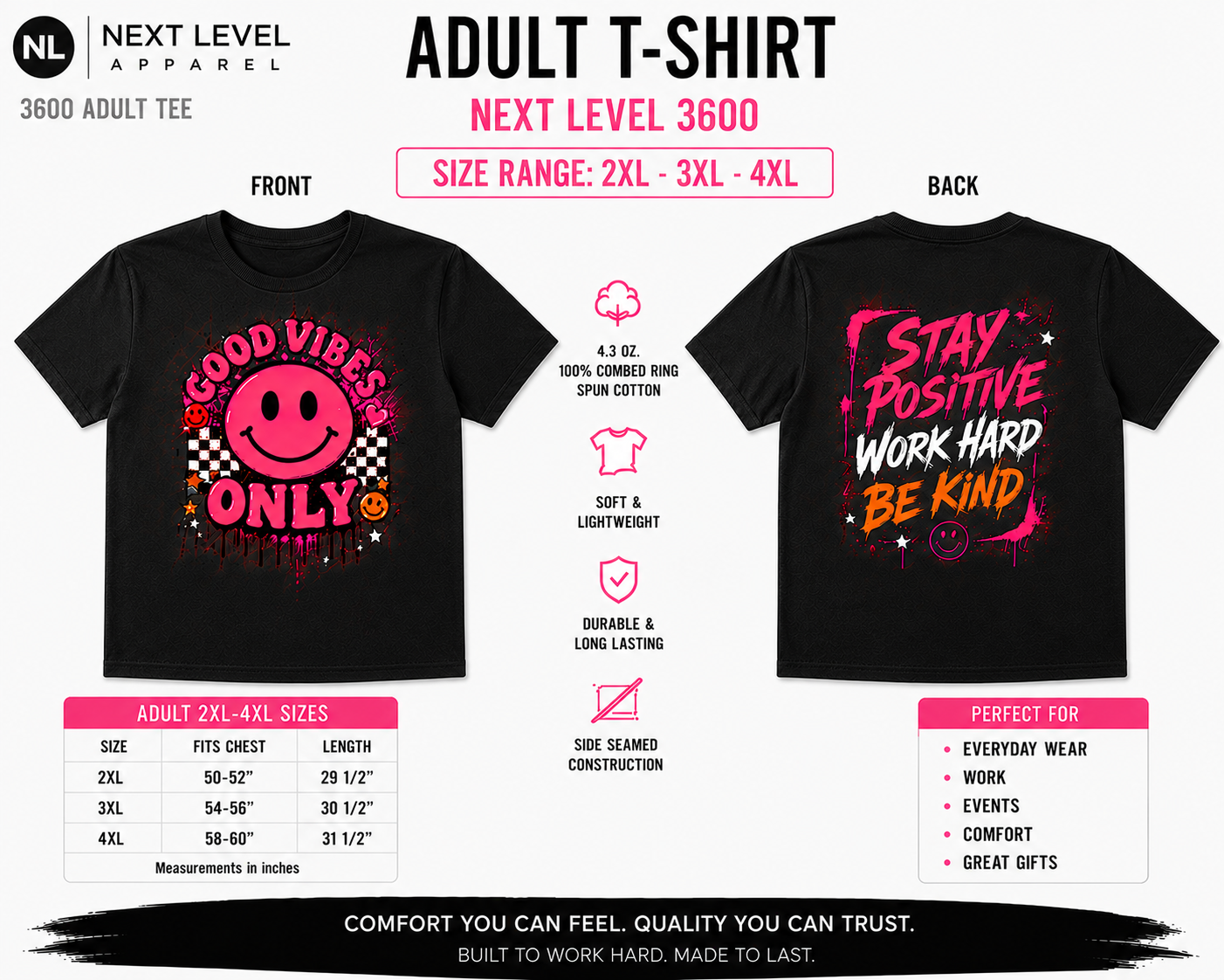 Custom Shirt - Next Level 3600 Adult 2XL-4XL