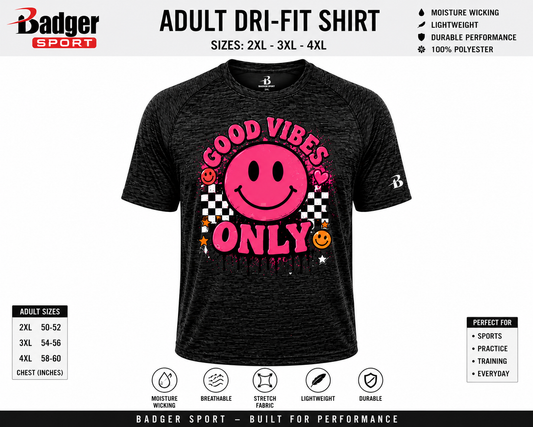 Dri Fit Shirt - Badger Sport Adult 2XL-4XL Front Only