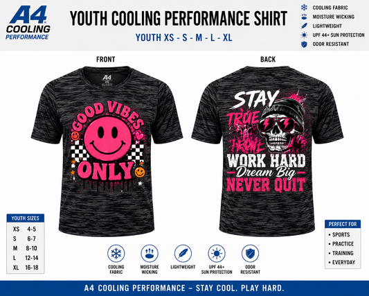 Dri Fit Shirt - A4 Cooling Performance Youth XS-XL Front & Back