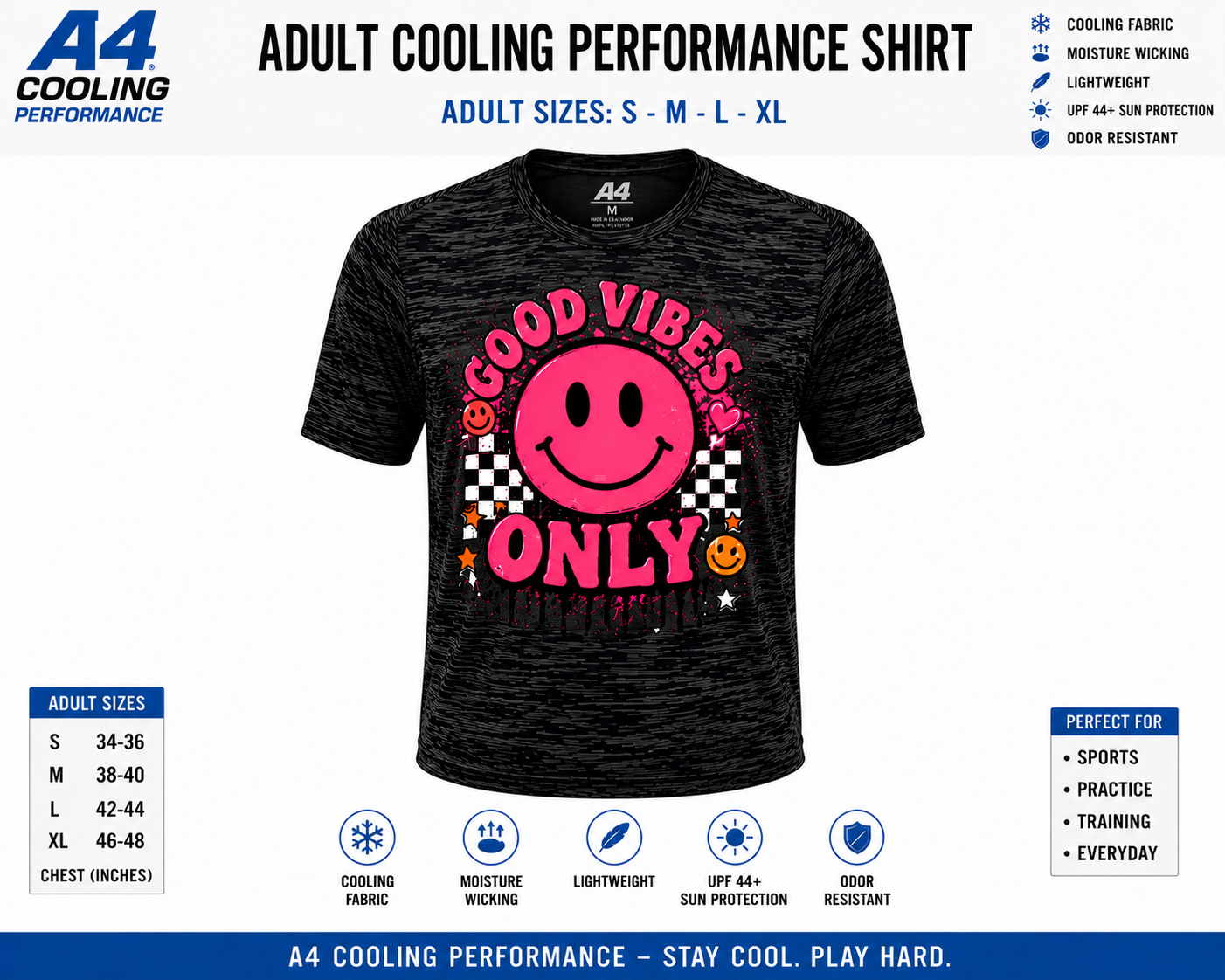 Dri Fit Shirt - A4 Cooling Performance Adult S-XL Front Only