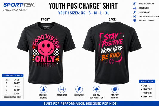 Dri Fit Shirt - Sport-Tek PosiCharge Youth XS-XL Front & Back