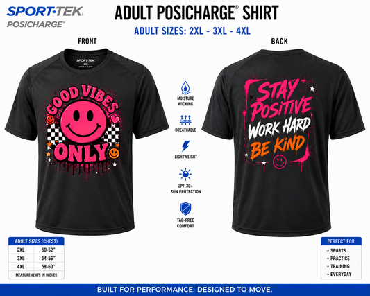Dri Fit Shirt - Sport-Tek PosiCharge Adult 2XL-4XL Front & Back